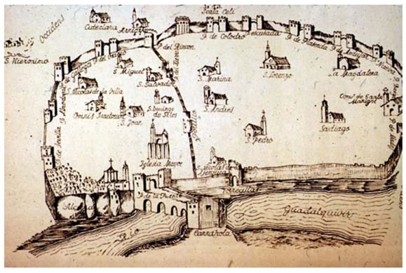 Córdoba no século XVIII. Coleção Vázquez Venegas. Arquivo da Catedral de Córdoba